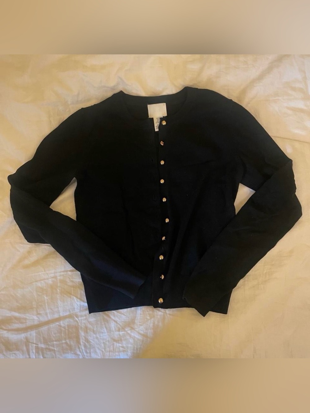 H&M Black Crewneck Cardigan - Button-Up Sweater XS